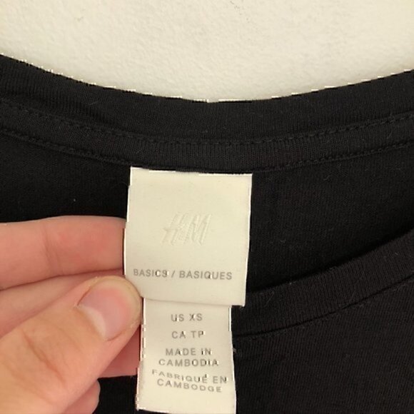 H&M BASICS Solid Black Short Sleeve Crew Neck 100% Viscose Mini T-Shirt Dress XS - Picture 5 of 12